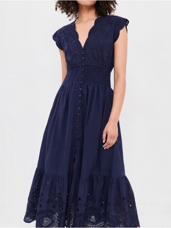 Marea By Liz Joy Dresses & Skirts - Fiona Dress in Navy Denim Eyelet, Size Small, NWT!